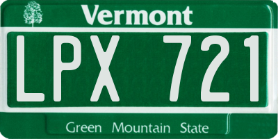 VT license plate LPX721