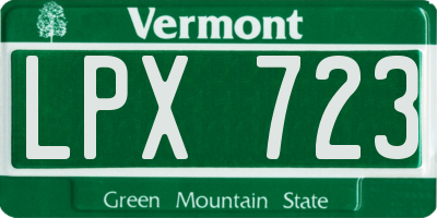 VT license plate LPX723
