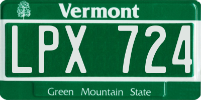 VT license plate LPX724