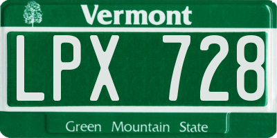 VT license plate LPX728