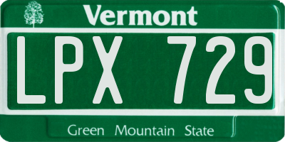 VT license plate LPX729