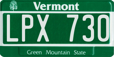 VT license plate LPX730