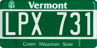 VT license plate LPX731