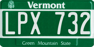 VT license plate LPX732