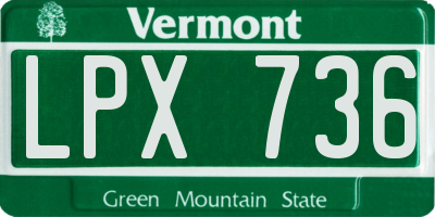 VT license plate LPX736