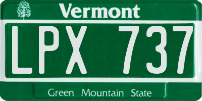 VT license plate LPX737