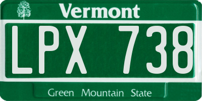 VT license plate LPX738