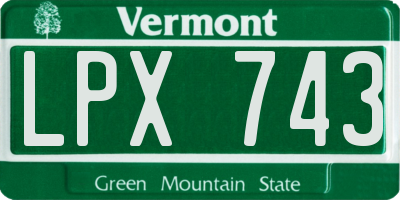 VT license plate LPX743