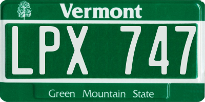 VT license plate LPX747