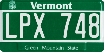 VT license plate LPX748