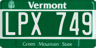 VT license plate LPX749