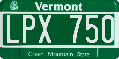 VT license plate LPX750