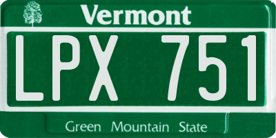 VT license plate LPX751