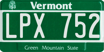 VT license plate LPX752