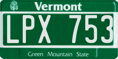 VT license plate LPX753