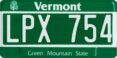 VT license plate LPX754