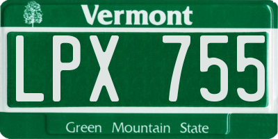 VT license plate LPX755