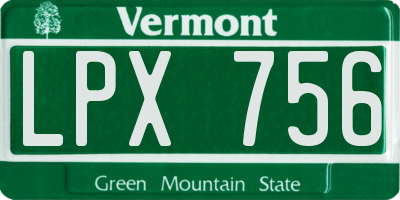 VT license plate LPX756