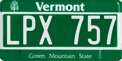 VT license plate LPX757