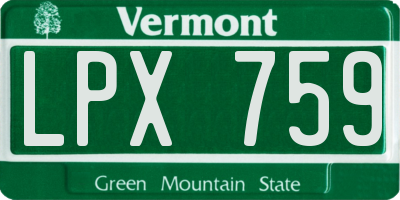 VT license plate LPX759