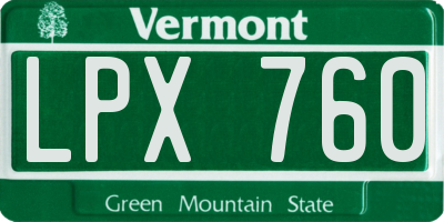 VT license plate LPX760