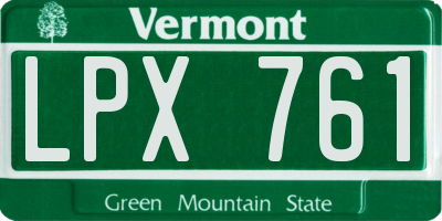VT license plate LPX761