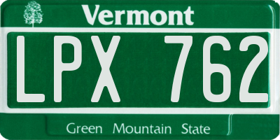 VT license plate LPX762