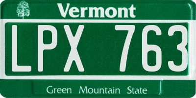 VT license plate LPX763