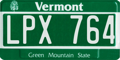 VT license plate LPX764