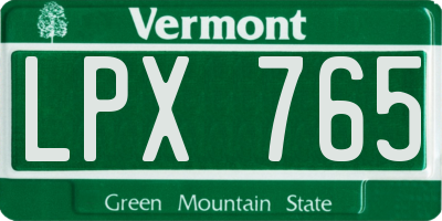 VT license plate LPX765