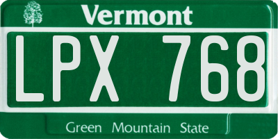 VT license plate LPX768