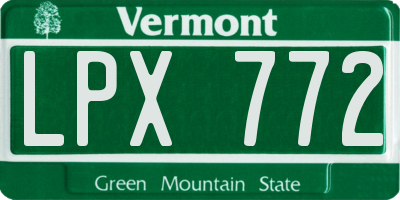 VT license plate LPX772