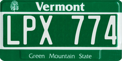VT license plate LPX774