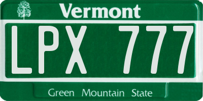VT license plate LPX777