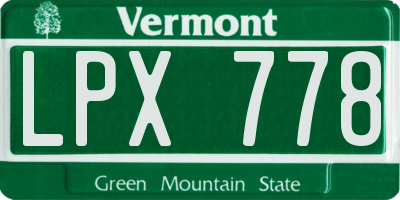VT license plate LPX778