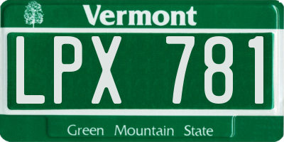 VT license plate LPX781