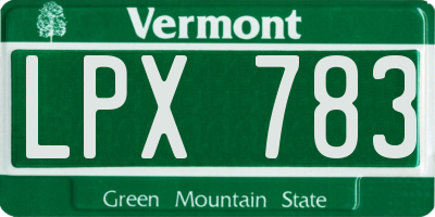 VT license plate LPX783