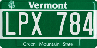 VT license plate LPX784