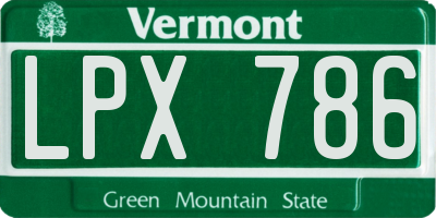 VT license plate LPX786