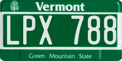 VT license plate LPX788