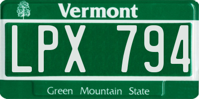 VT license plate LPX794