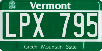VT license plate LPX795