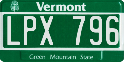 VT license plate LPX796