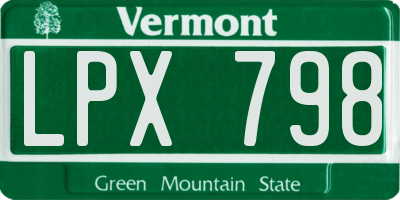 VT license plate LPX798