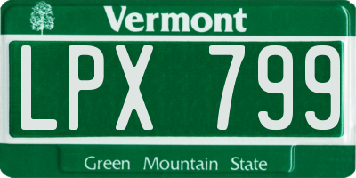 VT license plate LPX799