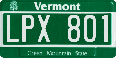 VT license plate LPX801