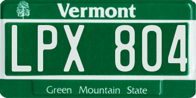 VT license plate LPX804
