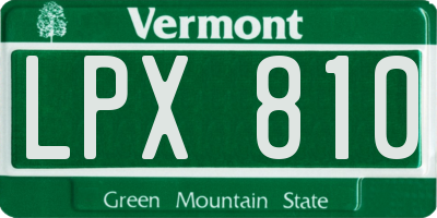VT license plate LPX810