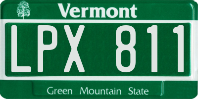 VT license plate LPX811