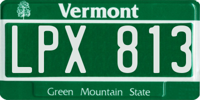 VT license plate LPX813